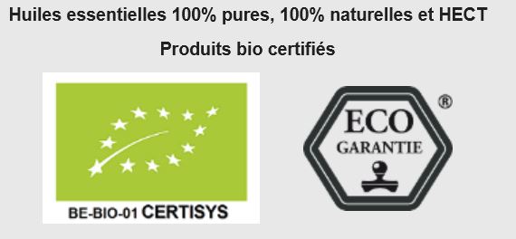 huiles essentielles 100% bio certification